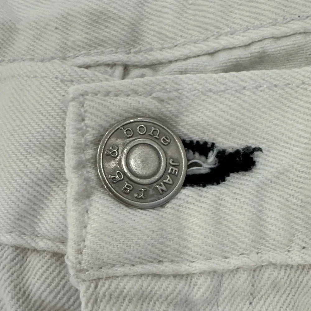 rag & bone Off-White Distressed Denim Cutoff Shorts